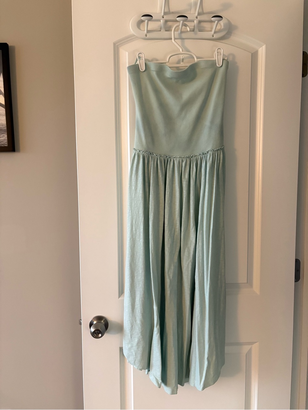 Strapless Light Aqua Maxi Dress